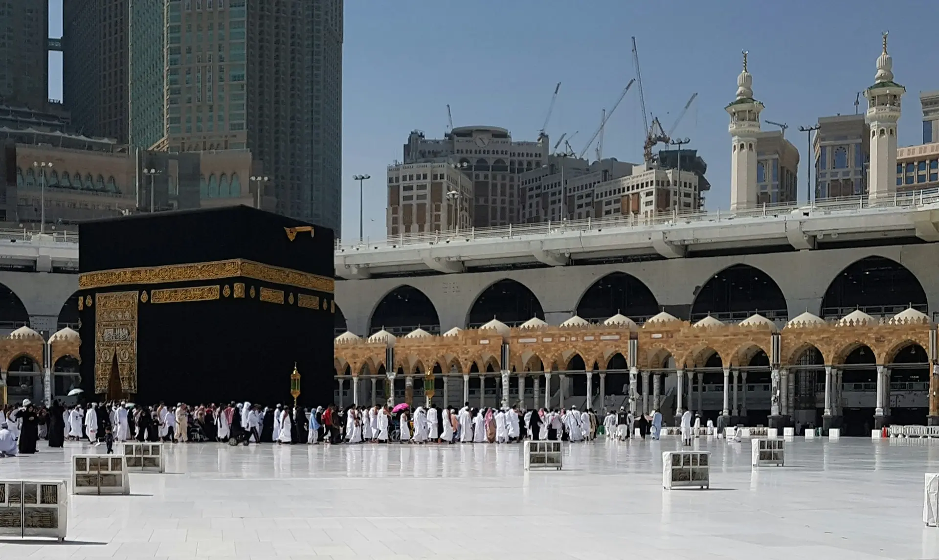 Pilgrims performing Tawaf around the Kaaba in Makkah