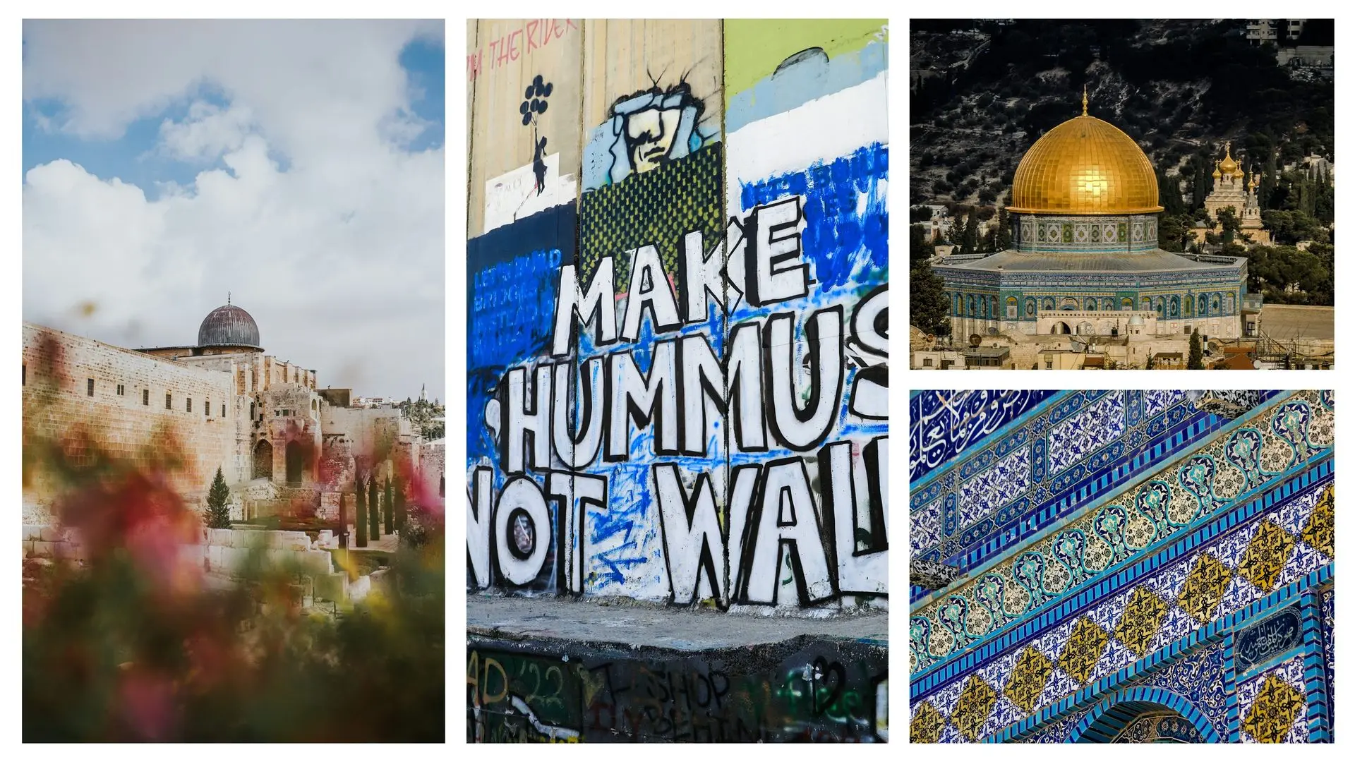 Collage of different views of the Al Aqsa Mosque in Jerusalem