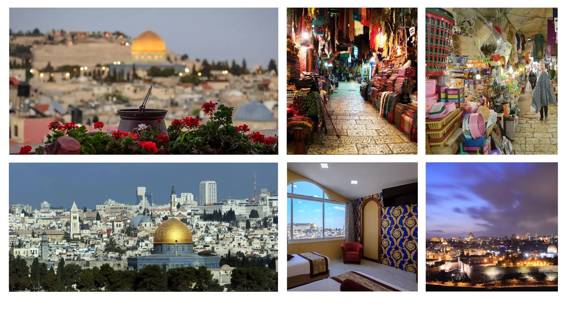 Collage of the Western Wall and Dome of the Rock in Jerusalem